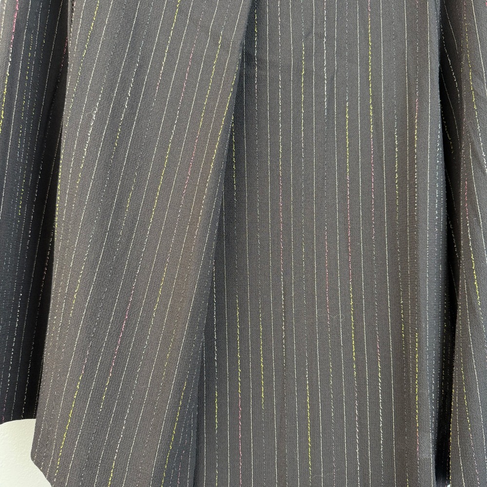 Escada Skirt 42 Black A-Line Wool Blend Rainbow Pinstripe Midi Office Minimalist - Picture 9 of 10